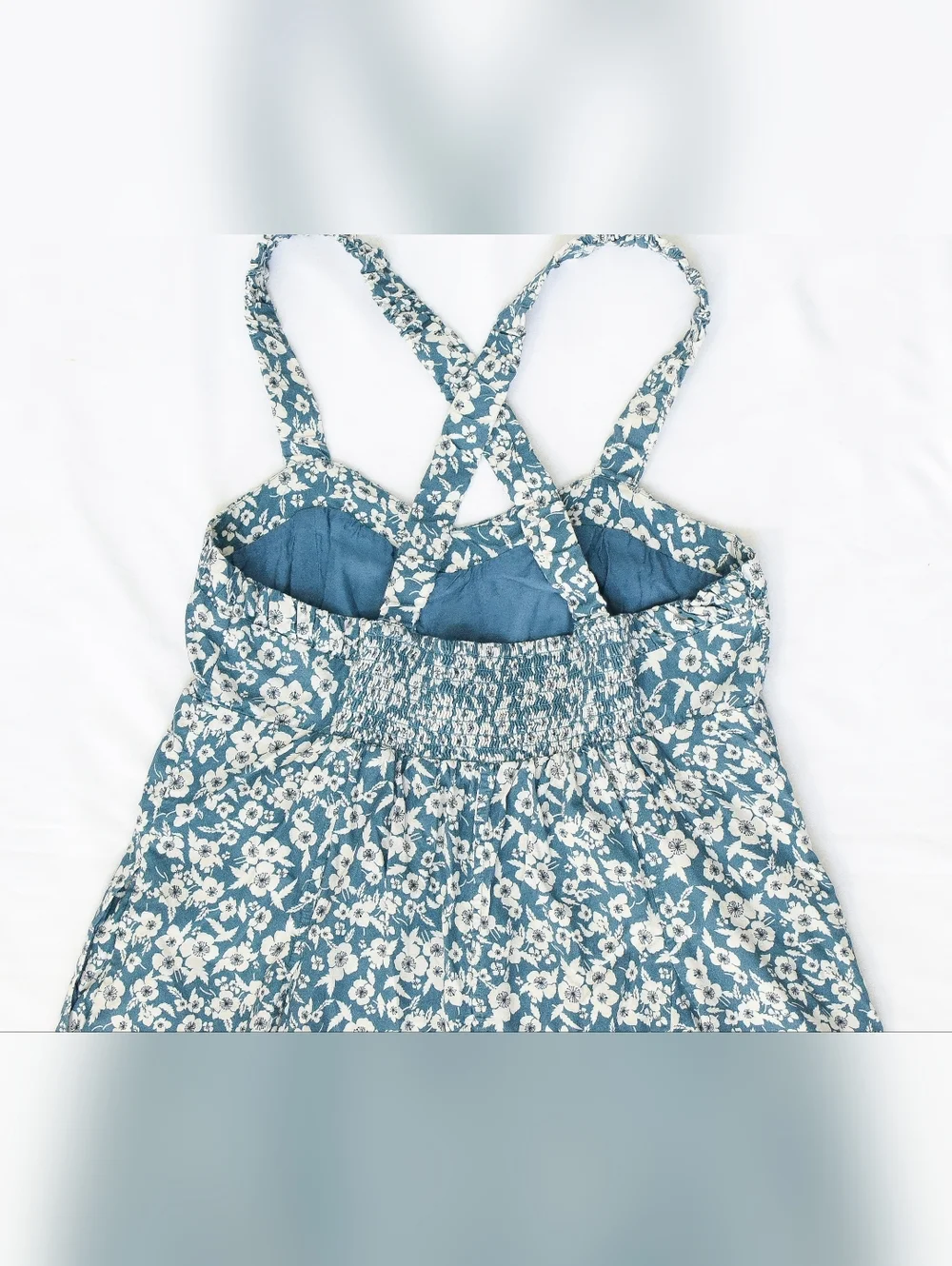 Anthropologie Maeve Floral Sweetheart Mini Dress Babydoll Criss Cross Back Sz M - Picture 7 of 10